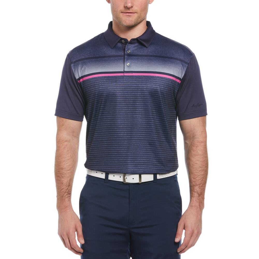 NEW Ben Hogan Men's‎ size Small Blue Striped Short Sleeve Golf Polo Sun Shirt